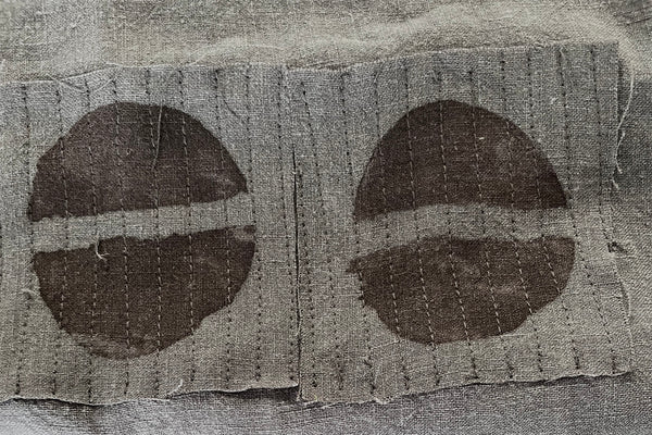 Charcoal Long Sleeve Top w/ Hand Printed Applique