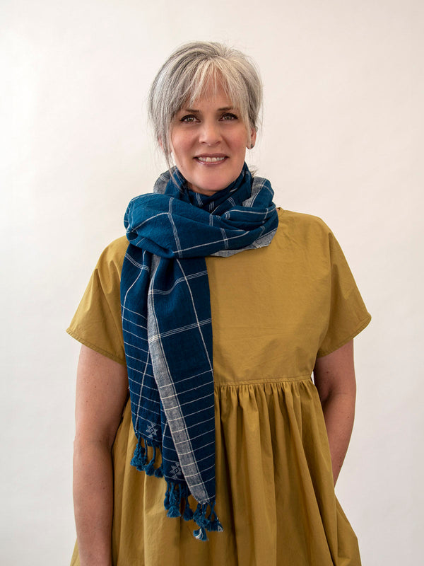 Organic Kala Cotton Scarf - Dyed with Indigo