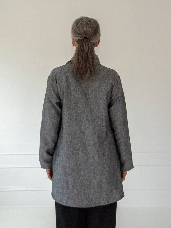 Poet's Tunic - Heathered Grey 100% Linen