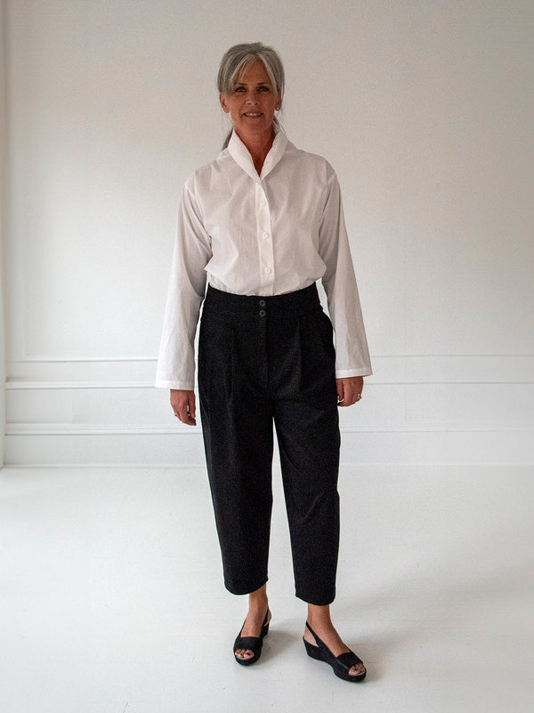 Pleated Pant, Black - Front View