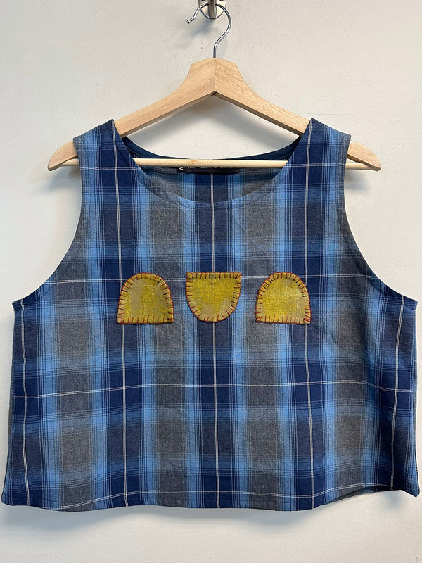 Plaid Pop Top with Hand-Stitched Applique