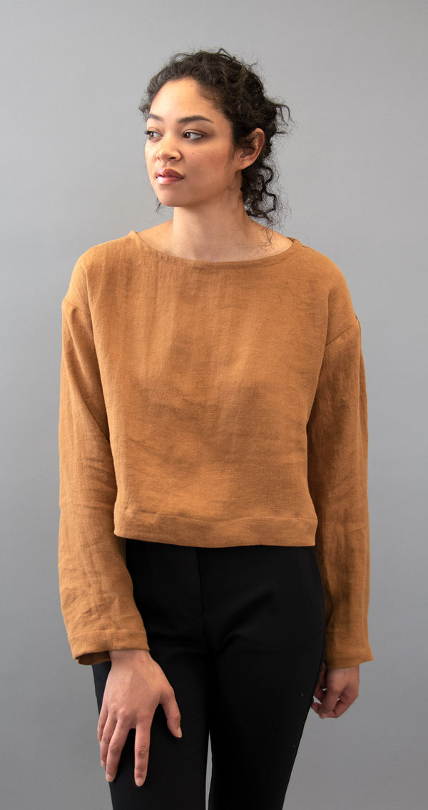 Rich Ochre Cropped Top - Front