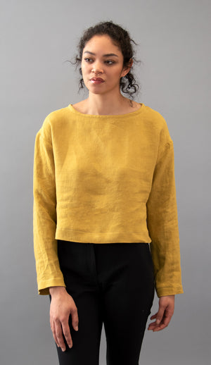 Tuscany Yellow Cropped Top - Front