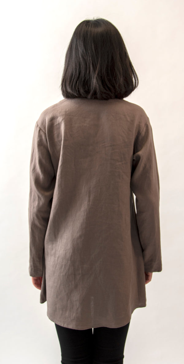 Mandarin Collar Tunic - Khaki Shadow