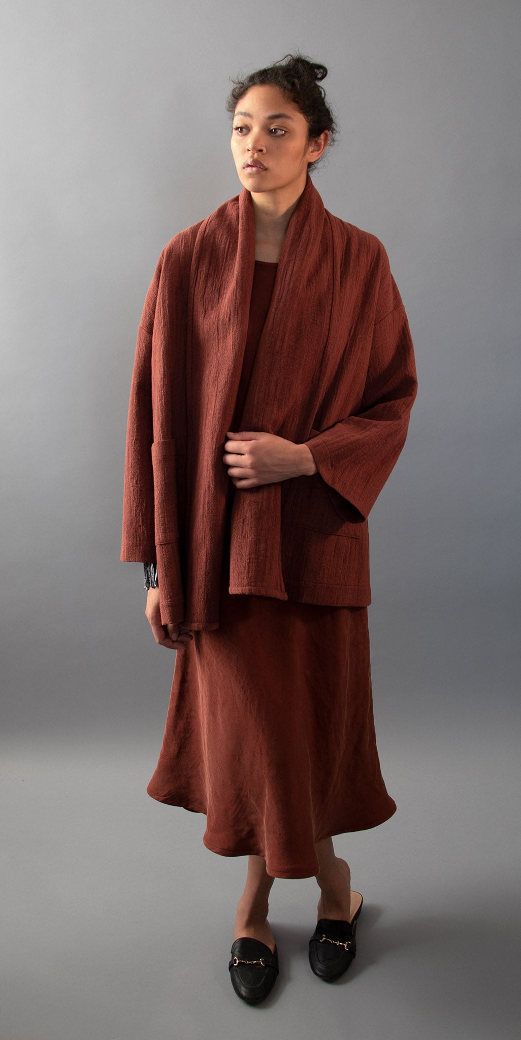 Shawl collar wrap outlet coat