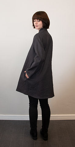 Mandarin Collar Tunic - Aubergine Slate