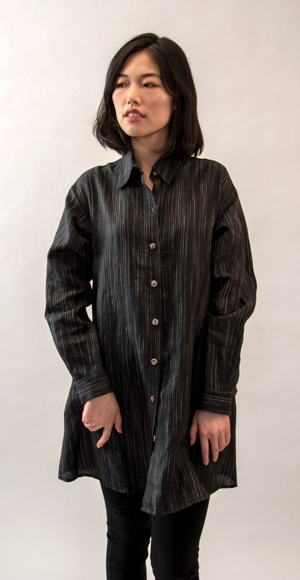 Classic Tunic w/ Cuffs - Black w/ Variegated Stripe