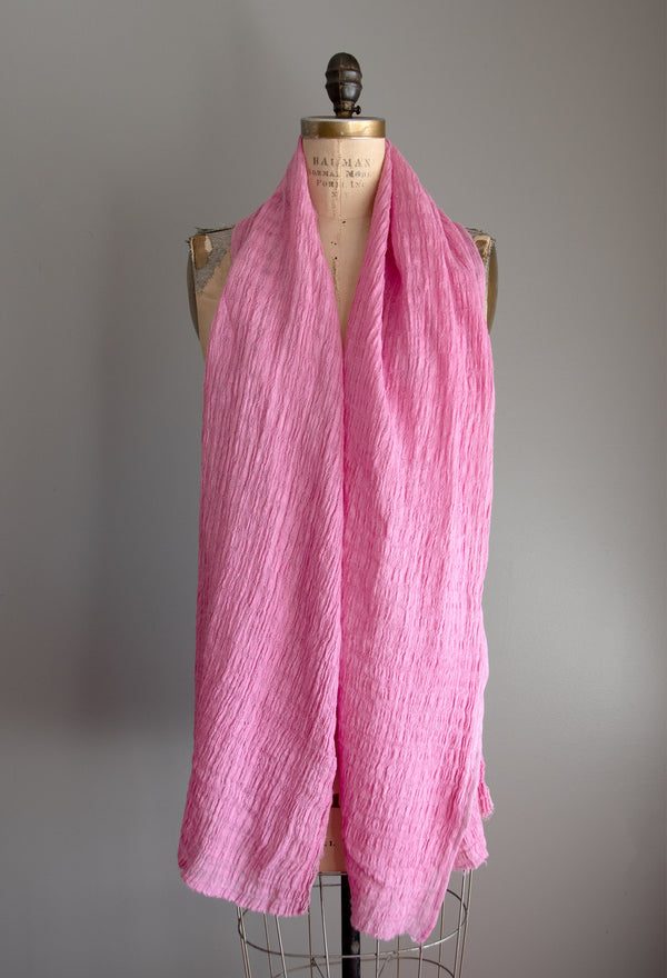#043 Textured Linen Scarf - Naturally Dyed - Light Pink