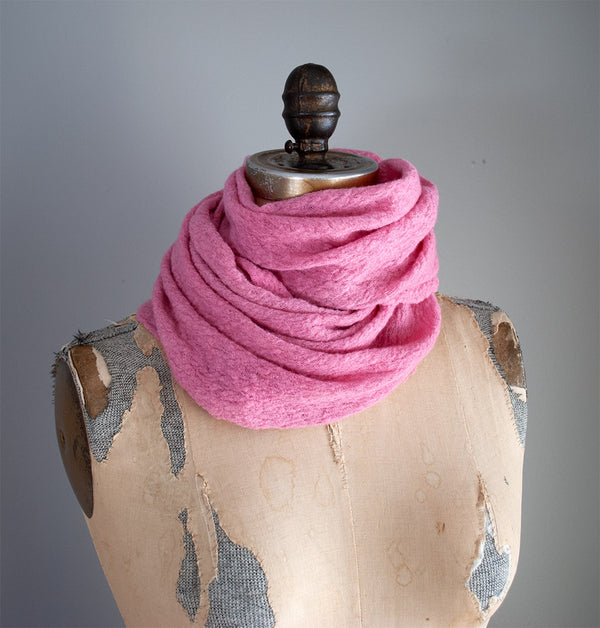 #007 Textured Wool Scarf - Cochineal (Soft Petal Pink)