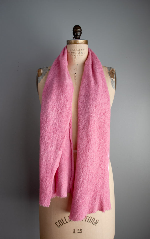 #007 Textured Wool Scarf - Cochineal (Pink)