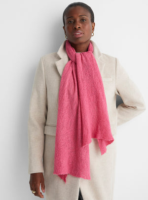 Cochineal (Very Berry) Textured Wool Scarf - Full View