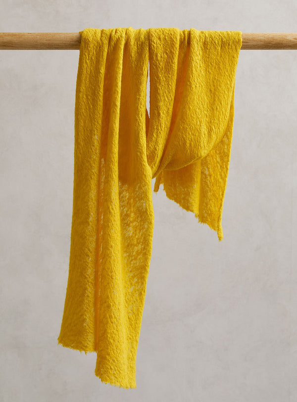 Weld (Yellow) Textured Wool Scarf - Draped