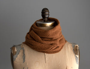 Cutch (Brown) Textured Wool Scarf - Wrapped
